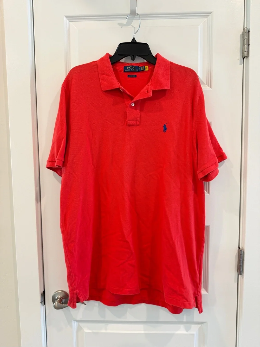Polo by Ralph Lauren Men's Red Polo Tshirt Classic Fit & Navy Pony Logo sz XL